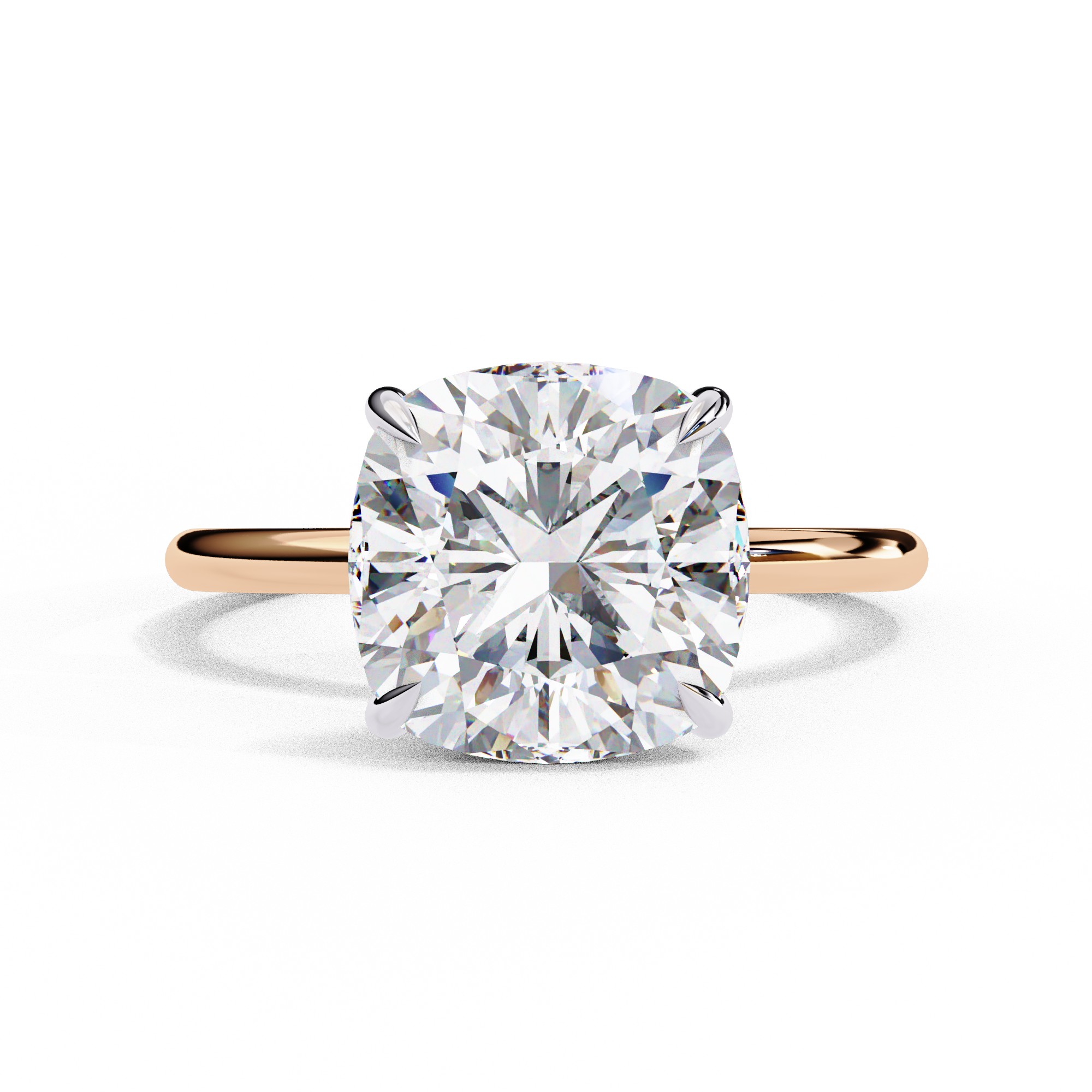 Cushion Cut Solitaire Hidden Halo Engagement Ring